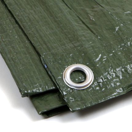 Telo Occhiellato Bordato 85 gr/m² Verde/Blu con Angoli Rinforzati – Copertura Impermeabile Multiuso