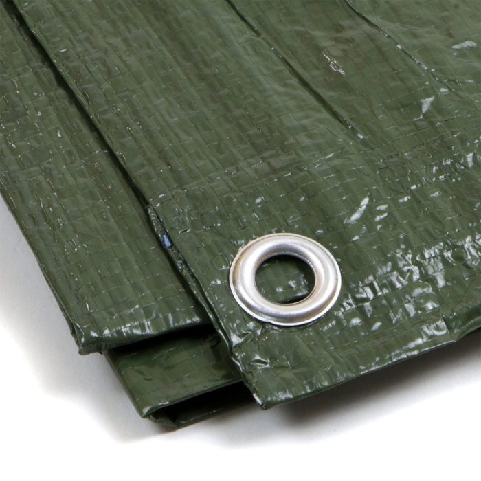 Telo Occhiellato Bordato 85 gr/m² Verde/Blu con Angoli Rinforzati – Copertura Impermeabile Multiuso - immagine 1