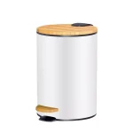 Pattumiera per bagno a pedale bianca e bamboo 5 lt