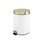 Pattumiera per bagno a pedale bianca e oro 5 lt