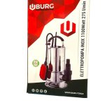 Elettropompa BURG Inox 1100W – Portata 275 L/min, Alta Efficienza per Svuotamento e Travasi
