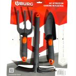 Burg Set 3 Attrezzi Giardino in Plastica – Ideale per Cura di Vasi e Aiuole