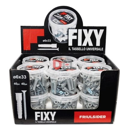 Tasselli Nylon FIXY 6x33 mm – Confezione da 40 Pezzi | Fissaggi Resistenti per Muro e Calcestruzzo