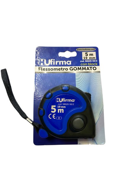 Flessometro Gommato con Blocco 5 Metri – Nastro 19 mm HU-FIRMA, Resistente e Preciso