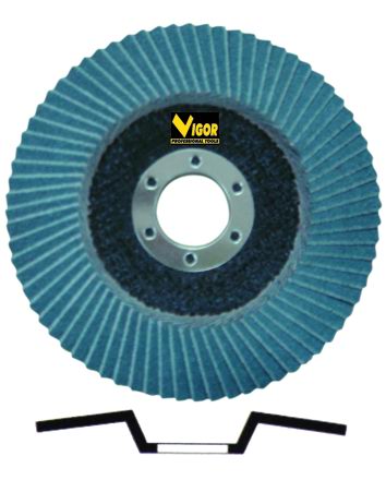 Dischi Lamellari VIGOR Zirconio 115x22 mm – Grane Varie su Fibra per Metallo e Inox