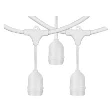 Luminaria Esterno IP65 con 10 Portalampade, Cavo Bianco 10m, Attacco E27 – Ideale per Giardini e Terrazze