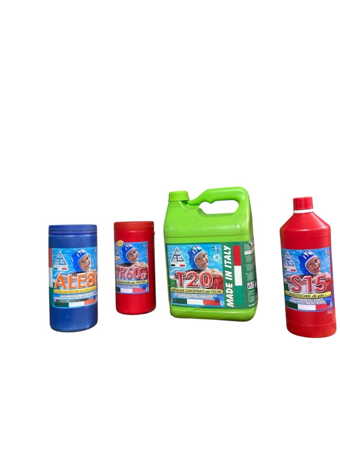 Kit Piscina in Promo: Cloro Granulare, Antialghe, Riduttore Di Ph, Cloro In Compresse - immagine 1