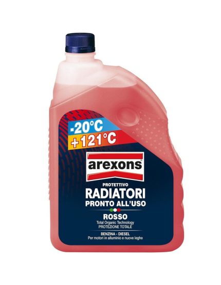 Arexons Protettivo Radiatori Rosso -20°C +121°C 2Lt – Antigelo e Anticorrosivo per Auto Diesel e Benzina