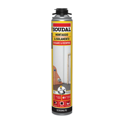 Schiuma Poliuretanica Soudal 750 ml per Pistola – Montaggio e Isolamento Professionale