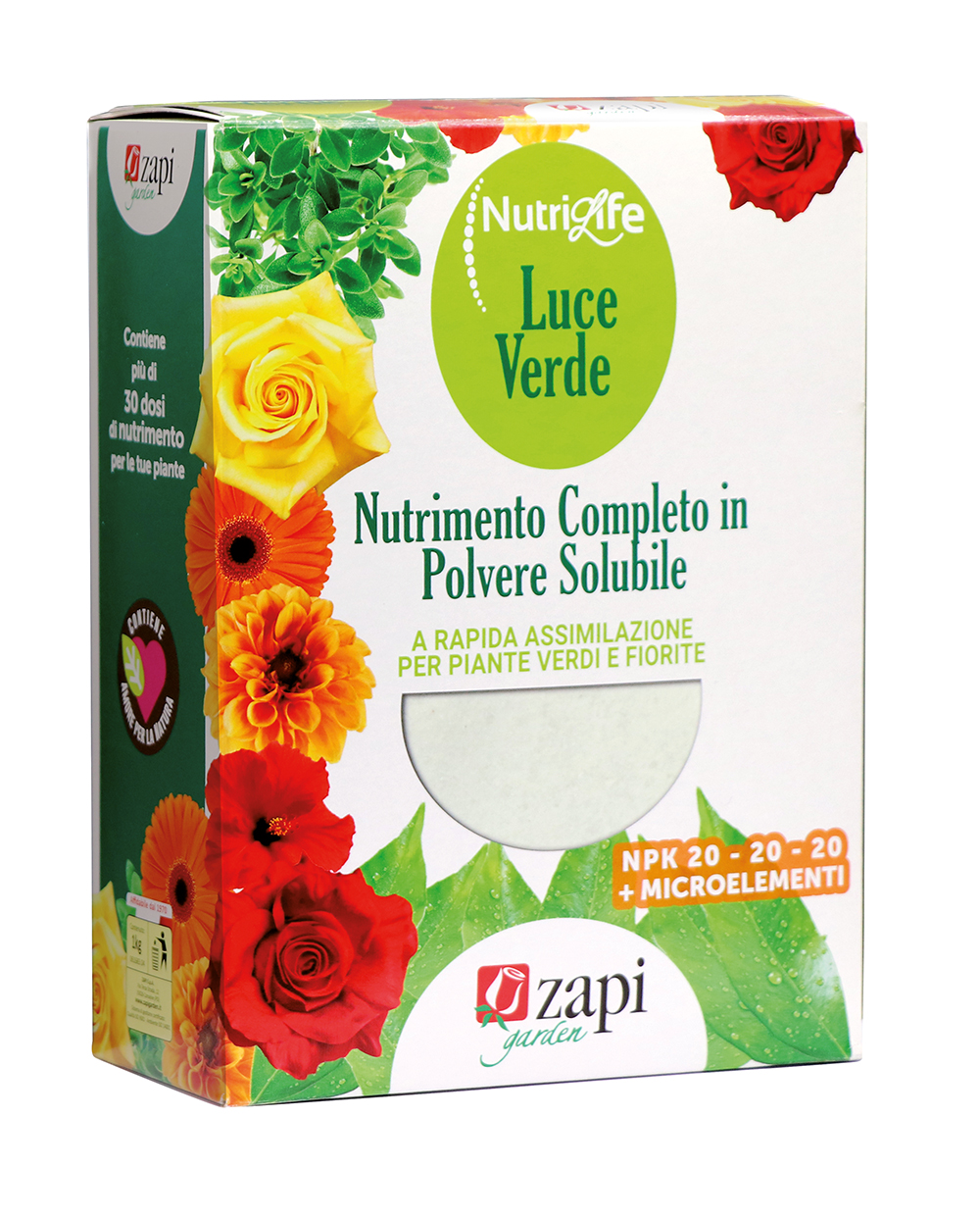 Zapi Garden Nutrilife_306556_AST.astuccio_luce VERDE 1KG_RGB Luce Verde – Nutrimento in Polvere Solubile NPK 20-20-20 con Microelementi | Concime Universale per Tutte le Piante | 1 kg - immagine 1