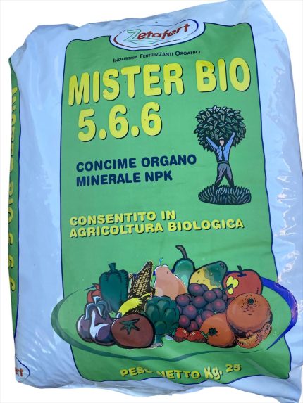 MISTER BIO 5.6.6 Da 25 kg Concime Organo Minerale NPK Biologico – Nutrimento completo per tutte le colture