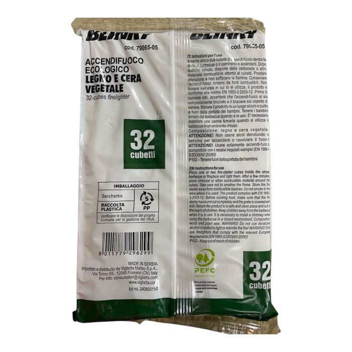Accendifuoco Ecologico Blinky 32 Pezzi – Segatura di Conifera e Paraffina, Atossico e Inodore per Stufe e Caminetti - immagine 2