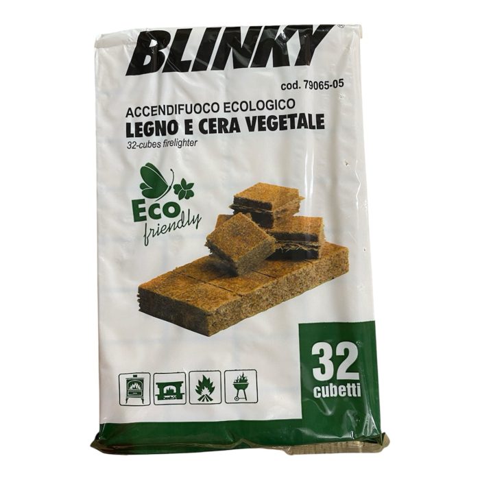 Accendifuoco Ecologico Blinky 32 Pezzi – Segatura di Conifera e Paraffina, Atossico e Inodore per Stufe e Caminetti - immagine 1