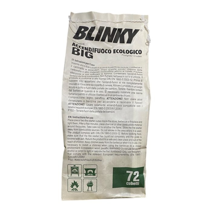 Blinky Accendifuoco Ecologico 72 Cubi | Atossico, Inodore, Lunga Durata per Stufe e Caminetti - immagine 2