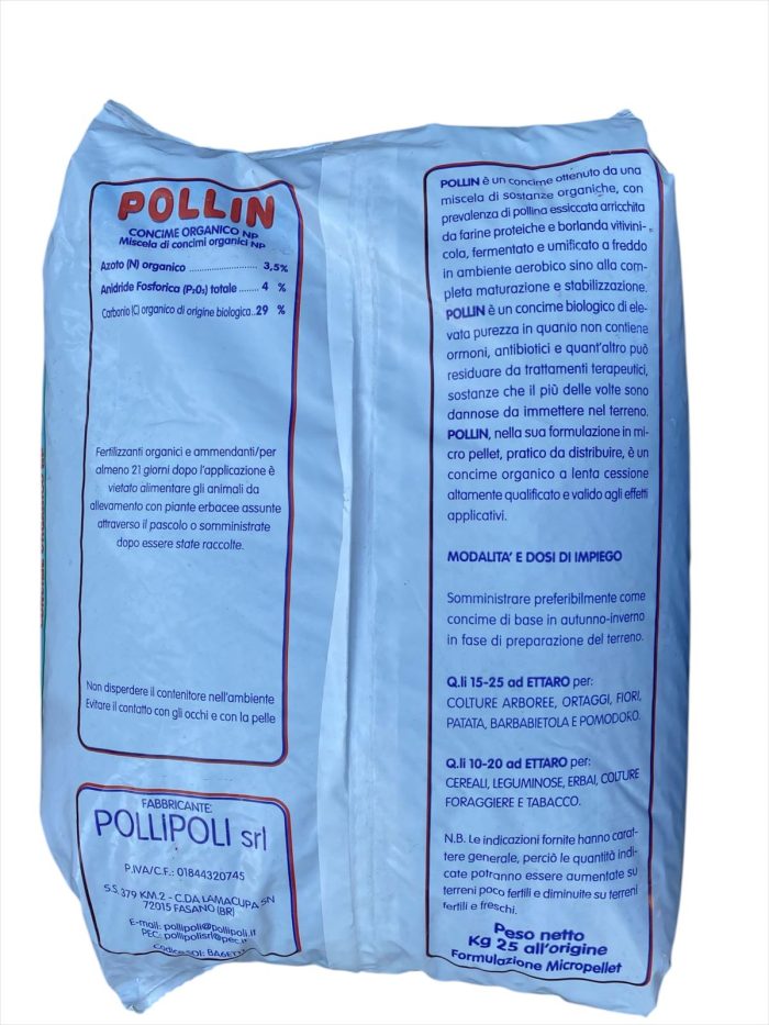 POLLIN Da 25 Kg. Concime Organico NP – Fertilizzante biologico con pollina e farine proteiche per terreni fertili - immagine 2