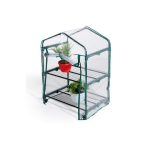 Serra a Casetta VIGOR con 2 Ripiani 69x49x98h – Struttura in Acciaio Verniciato con Copertura PVC 0,8 mm e Ruote | Ideale per Orto e Balcone