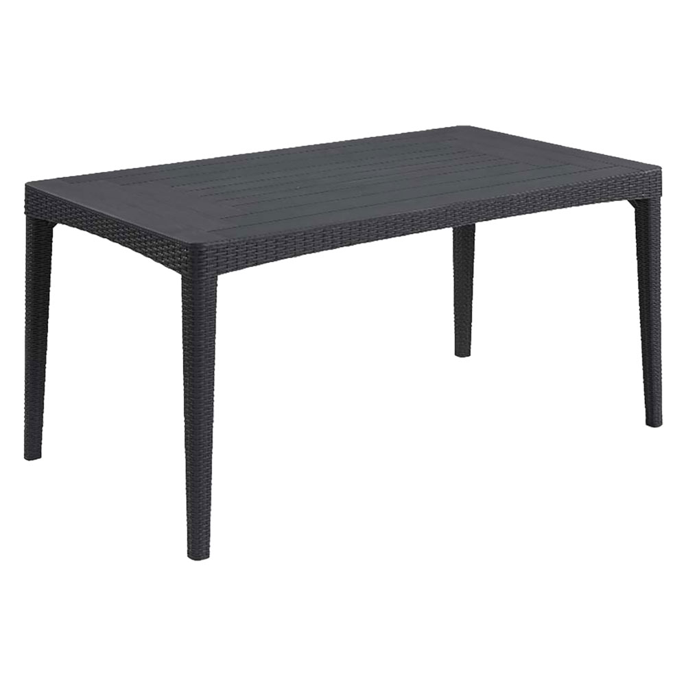 Tavolo in Polipropilene Girona Graphite 160x90 cm Effetto Rattan – Tavolo da Giardino Resistente