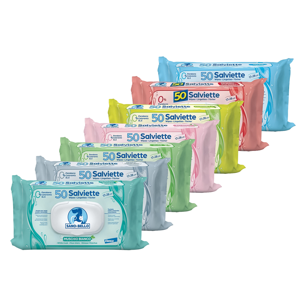 Salviette Detergenti Sano e Bello per Cani e Gatti – Pulizia Rapida Senza Acqua 50 Pezzi