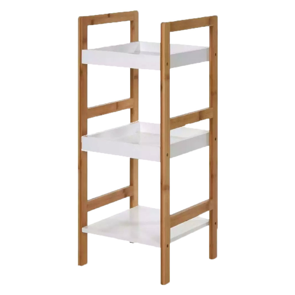 SCAFFALE PORTABIANCHERIA – Mobile 3 ripiani in bamboo e MDF, 30×30×72 cm