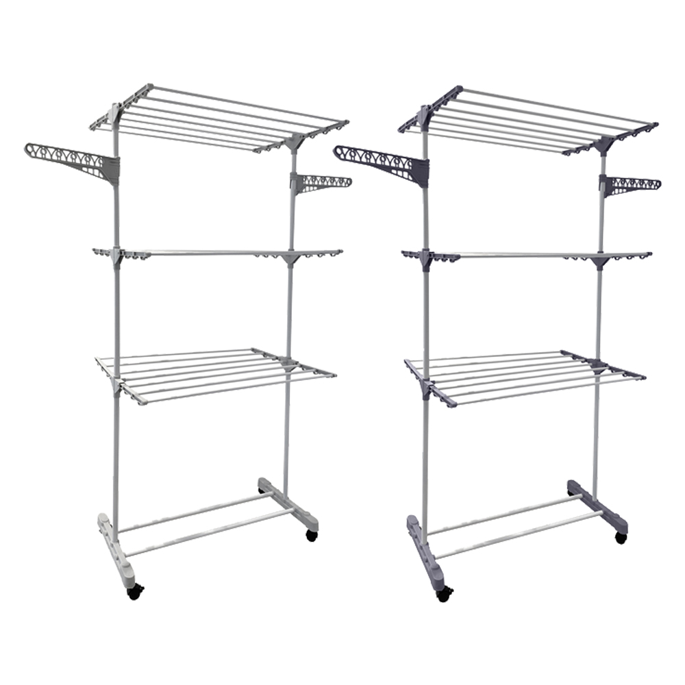 Stendibiancheria a Torre ARYA Verticale con Ruote – 3 Livelli Pieghevoli – 140x56,5x165 cm