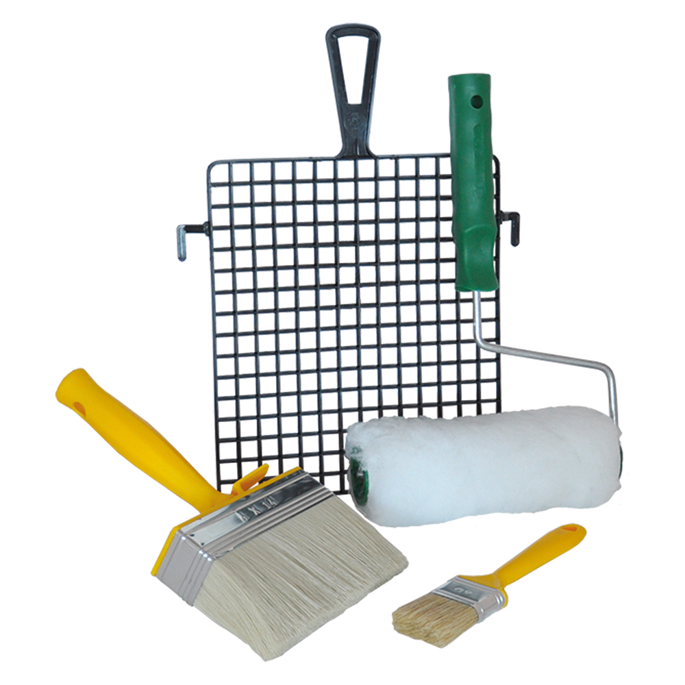 Set per Imbiancatura Kit 4 Pezzi – Rullo, Pennello e Plafoncino per Pittura Casa e Fai da Te