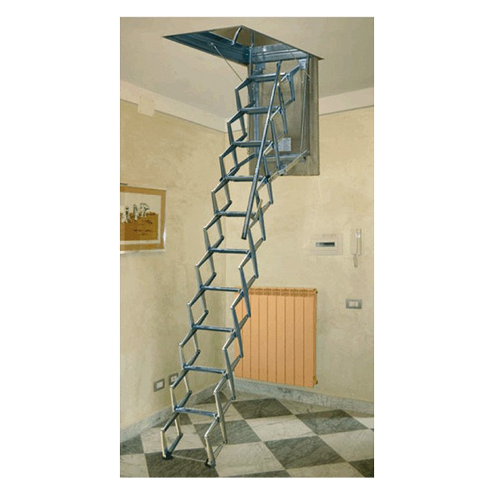 ED0465 Scala a Pantografo da Soffitto in Lamiera Stampata con Corrimano Telescopico - immagine 1