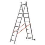 SCALA A DUE ELEMENTI – Scala Professionale in Alluminio a Sfilo e Cavalletto con Stabilizzatore