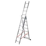 SCALA A TRE ELEMENTI – Scala Professionale in Alluminio 3 Moduli con Utilizzo a Sfilo e Cavalletto
