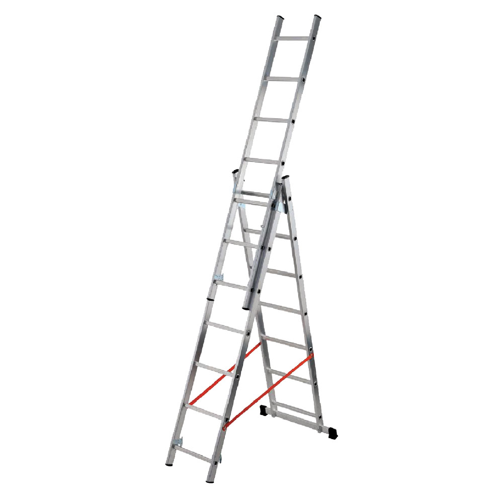 ED0469 SCALA A TRE ELEMENTI – Scala Professionale in Alluminio 3 Moduli con Utilizzo a Sfilo e Cavalletto - immagine 1