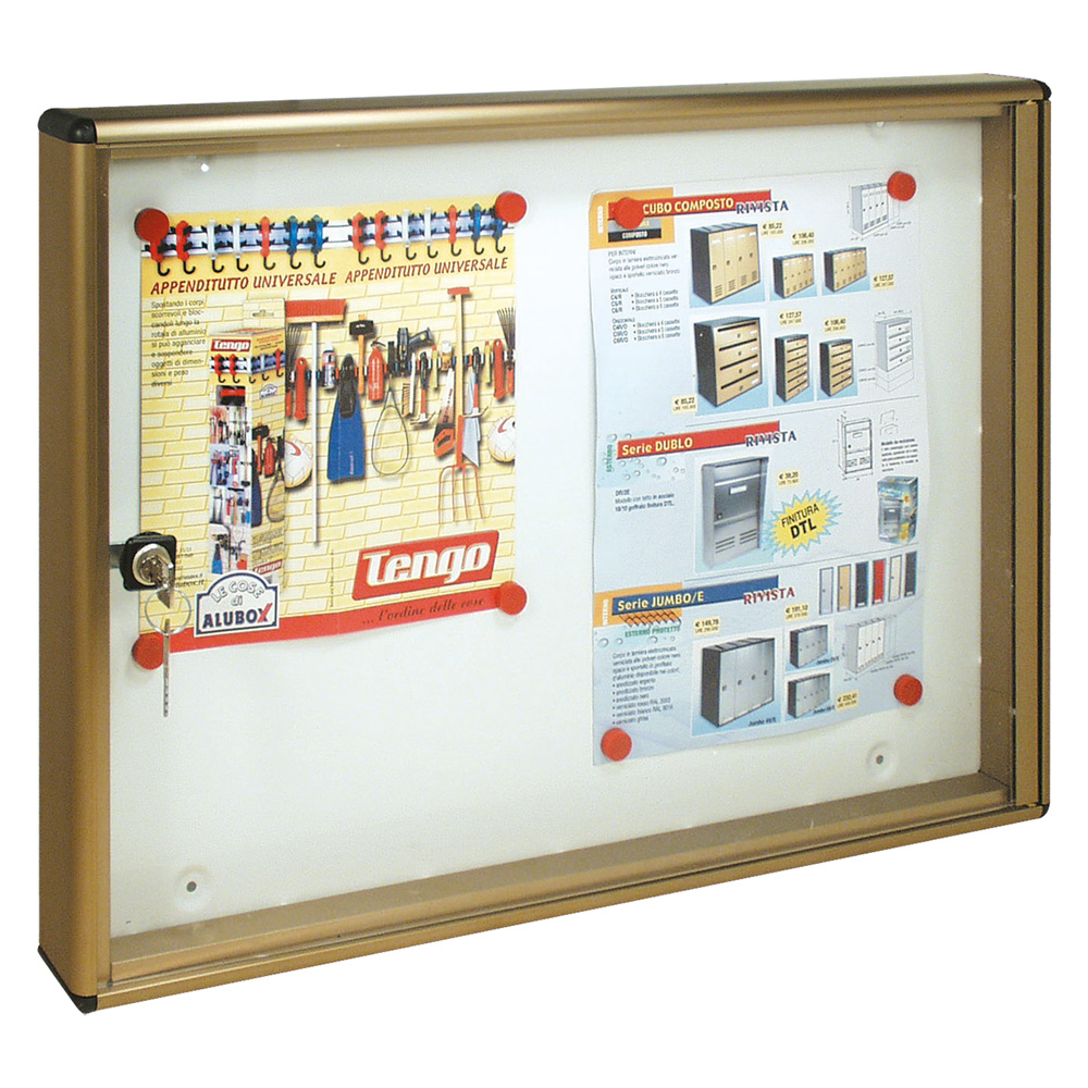 FE0886 Bacheca Porta Avvisi 2 Fogli in Alluminio Anodizzato – Con Sportello in Plexiglass | Made in Italy - immagine 1