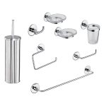SET DA BAGNO SERIE 8 PZ – Accessori in Acciaio Cromato con Fissaggio Biadesivo o a Vite