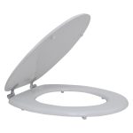 Sedile WC Universale in Legno MDF Laccato Bianco con Cerniere Cromate – Resistente e Raffinato