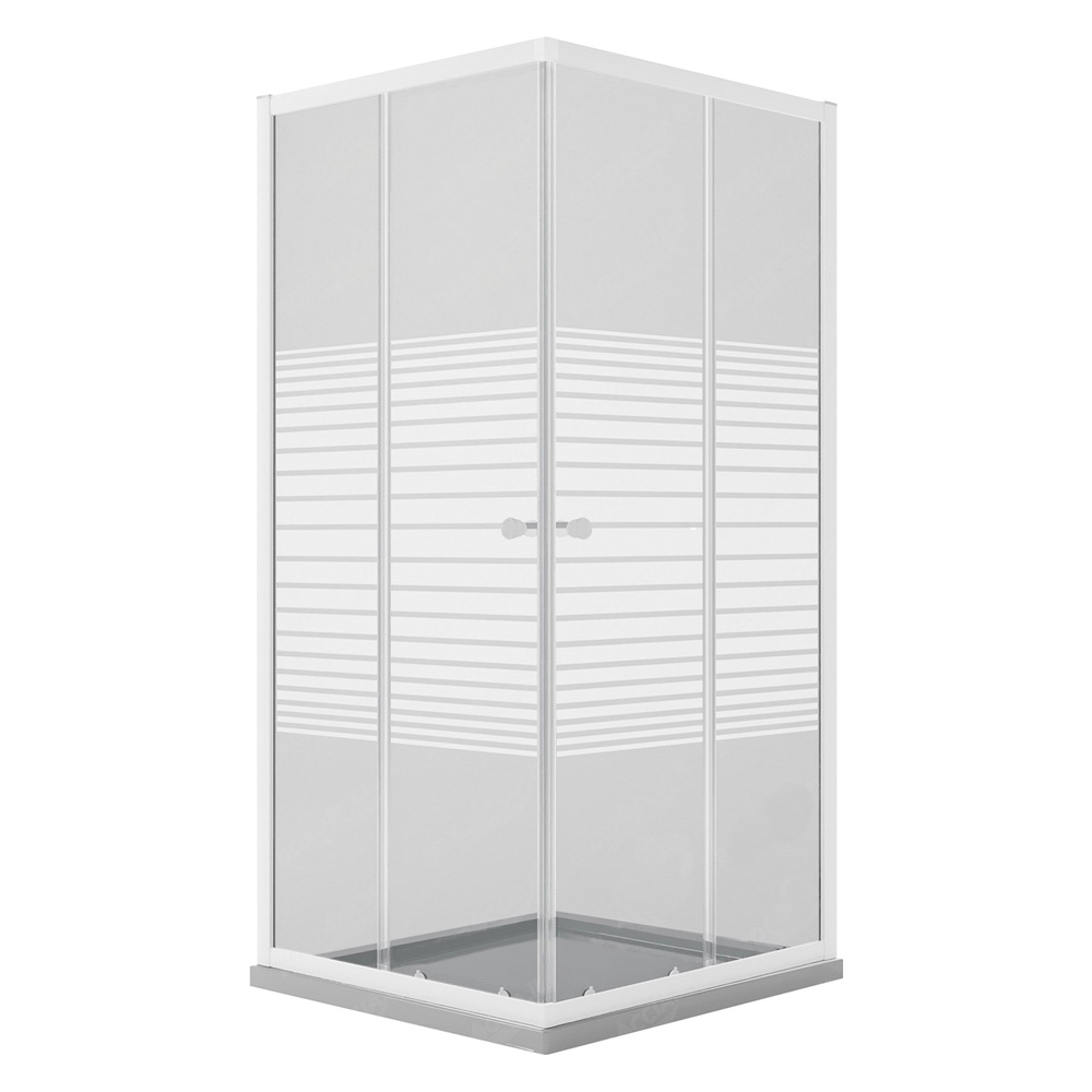 ID0601 BOX DOCCIA CRISTALLO SERIGRAFATO DUE PORTE 'PERLA' – Eleganza, Privacy e Scorrevolezza Perfetta - immagine 1