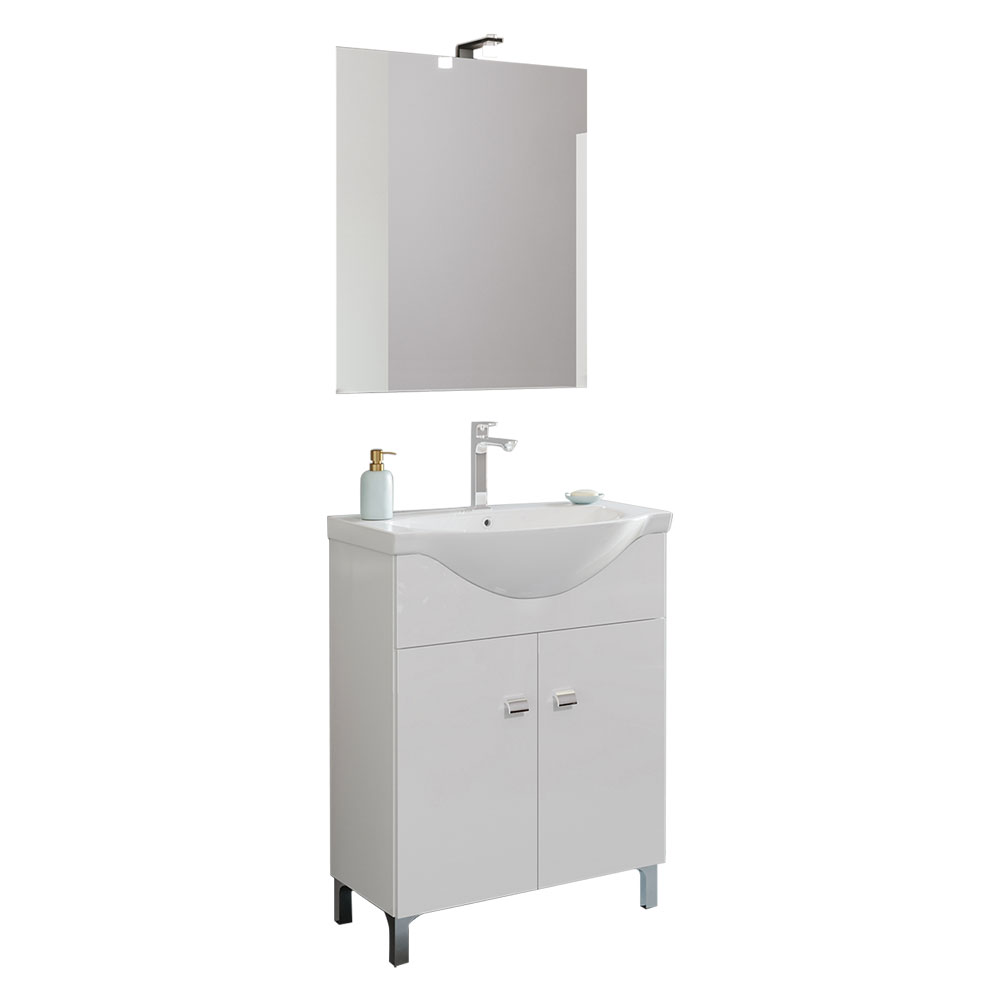 MOBILE Bagno SMART 65 65×45×86 cm con Lavabo e Specchio LED