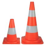 CONO SEGNALETICO – Cono in Polietilene Bianco/Rosso con Fascia Rifrangente Garantita 3 Anni