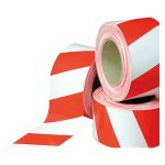 NASTRO SEGNALETICO – LDPE 15 Micron, Bianco/Rosso, Alta Visibilità