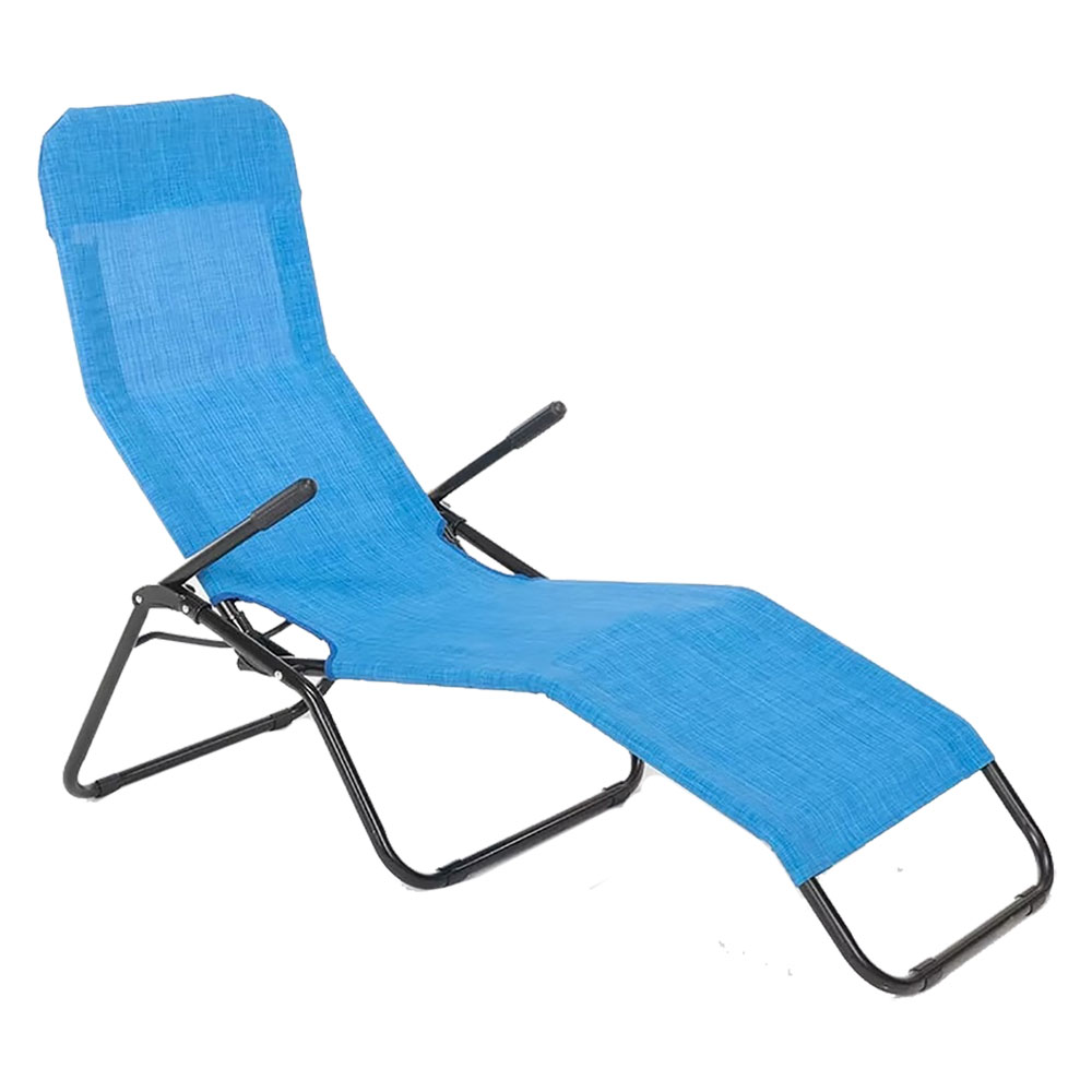 Sdraio Pieghevole con Braccioli Tropea – Struttura in Acciaio e Telo Blu in Textilene