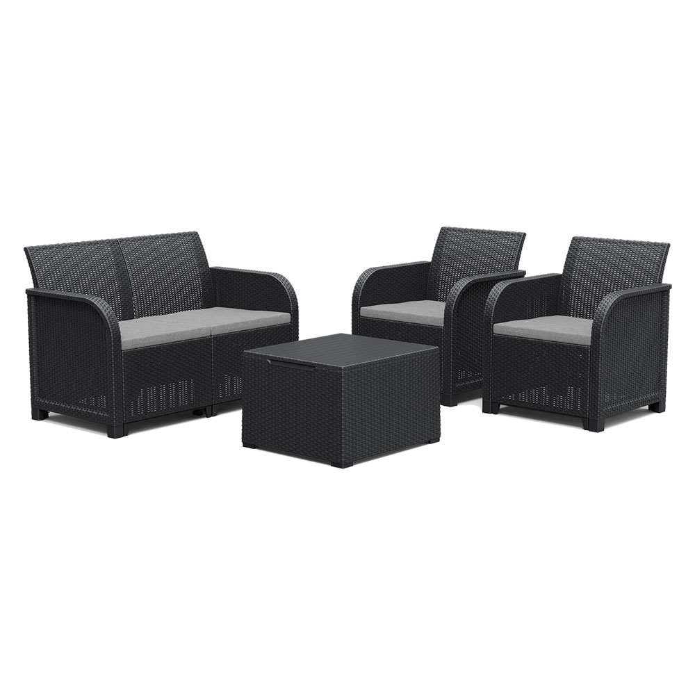 SET DA GIARDINO POLIPROPILENE “ROSALIE LOUNGE” BIANCO – Stile lounge, eleganza luminosa per esterni