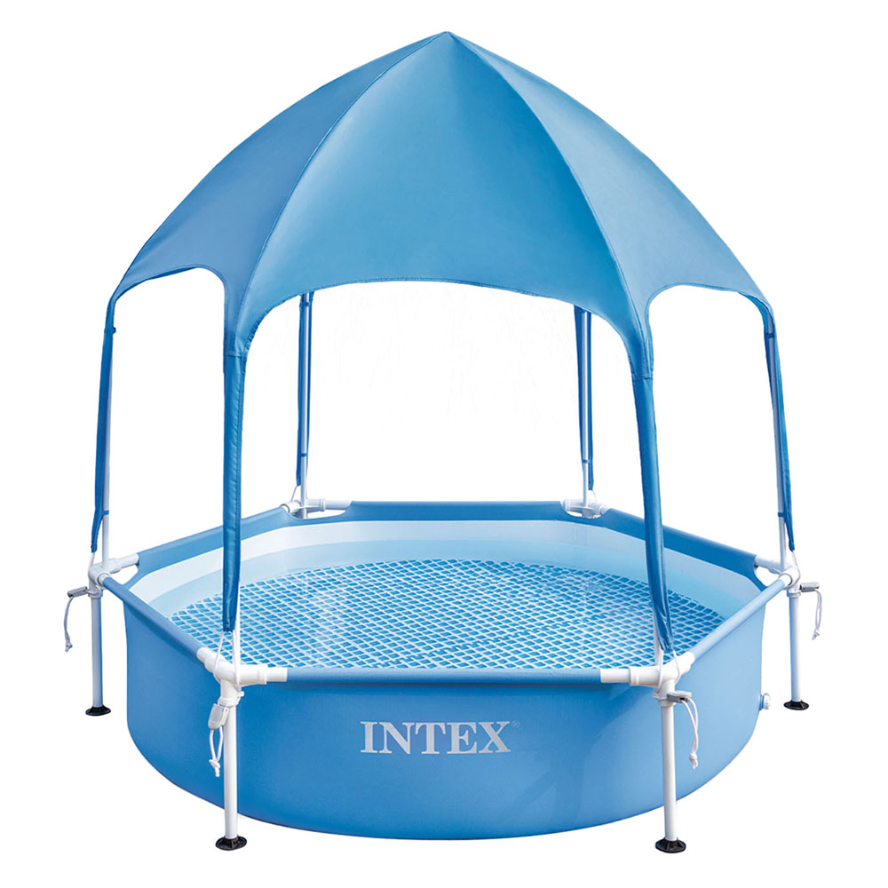 Piscina Canopy Metal Frame 183x38 cm con Copertura Ombrello 700 L