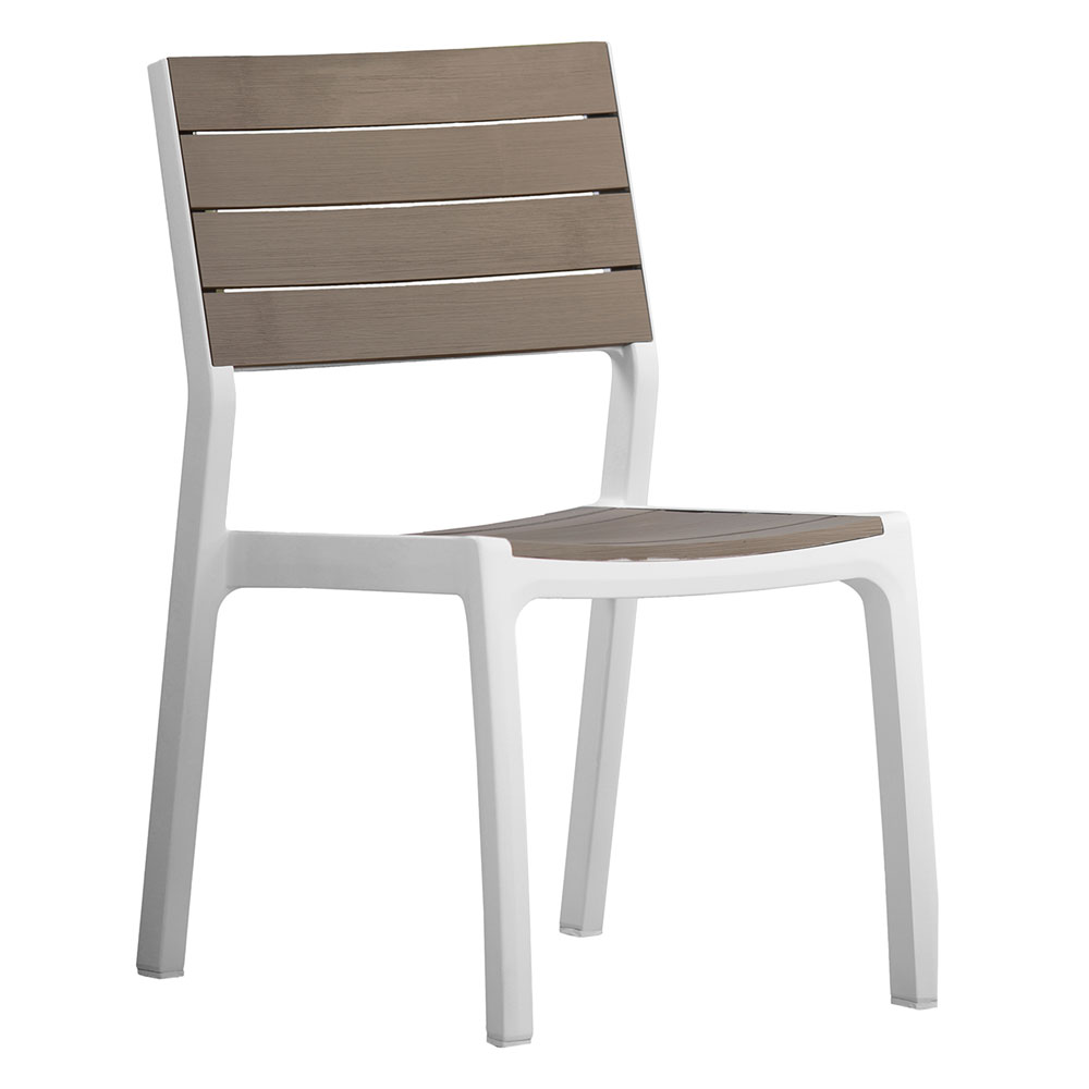 SEDIA IN POLIPROPILENE “HARMONY” BIANCO/CAPPUCCINO EFFETTO RATTAN