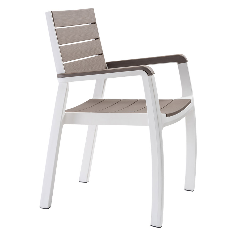 SEDIA IN POLIPROPILENE “HARMONY ARMCHAIR” BIANCO/CAPPUCCINO CON BRACCIOLI