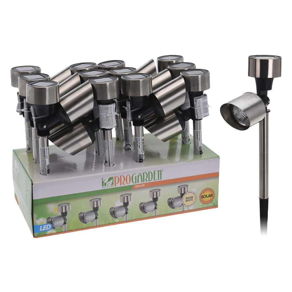 Lampada Solare a Faretto LED in Acciaio Inox – Illuminazione Giardino Senza Fili