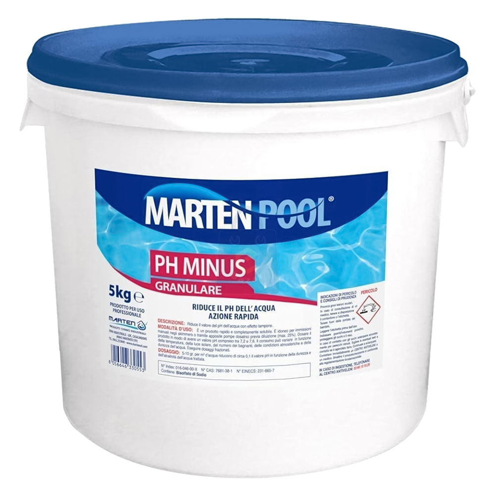 CORRETTORE GRANULARE “pH MINUS” Kg 5 – Riduttore di pH per piscina a base di bisolfato di sodio