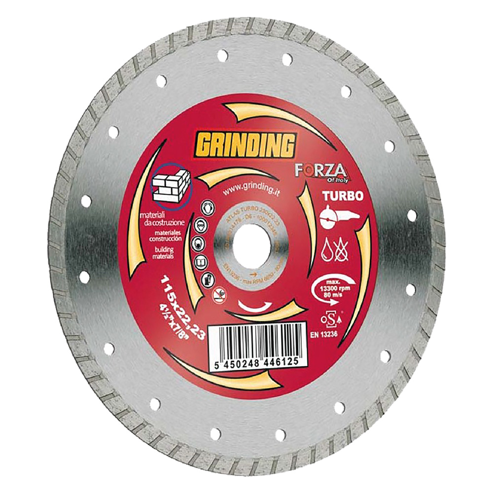 UM0266 DISCO DIAMANTATO FORZA Turbo Corona Continua Zigrinata per Mattoni Calcestruzzo Tegole Foro 22,2 - immagine 1