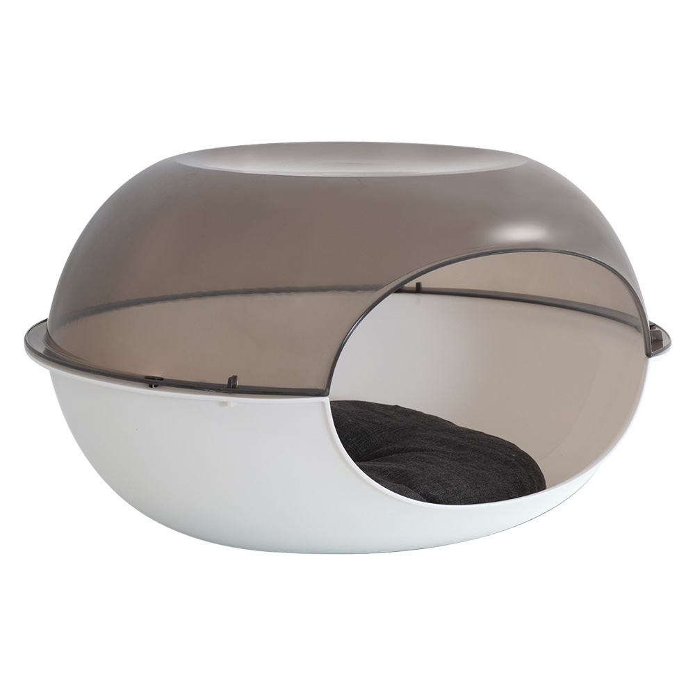 CUCCIA CON CUSCINO “LUNA” bianco / fumè – cm 57 x 48 x h 31