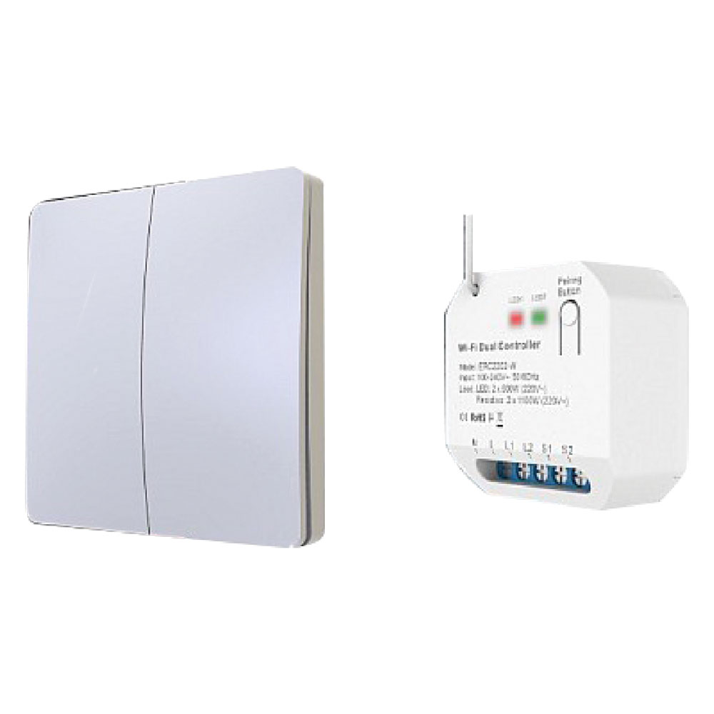 Kit relè Wi-Fi per tapparelle 9304 con pulsante doppio senza fili e senza batteria