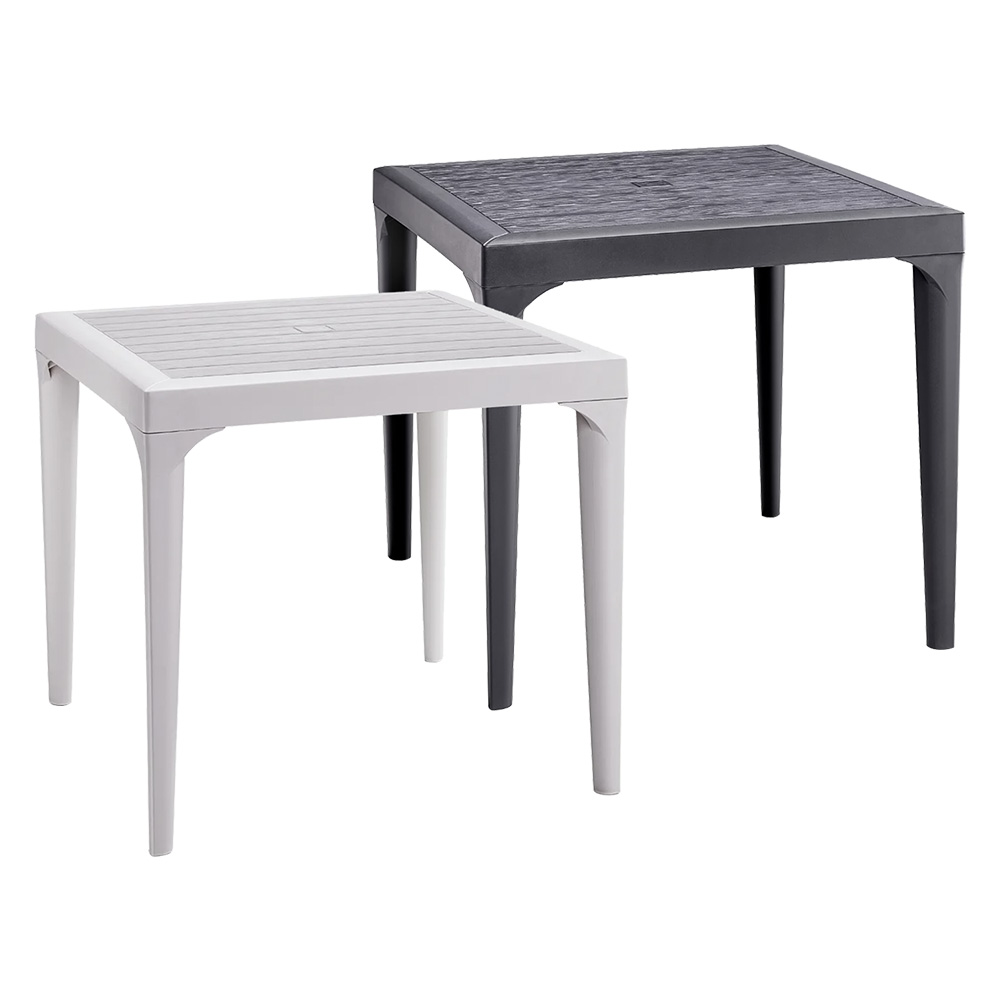 Tavolo da Giardino Malmo in Polipropilene 80x80 cm Effetto Wood – Resistente ai Raggi UV e agli Agenti Atmosferici