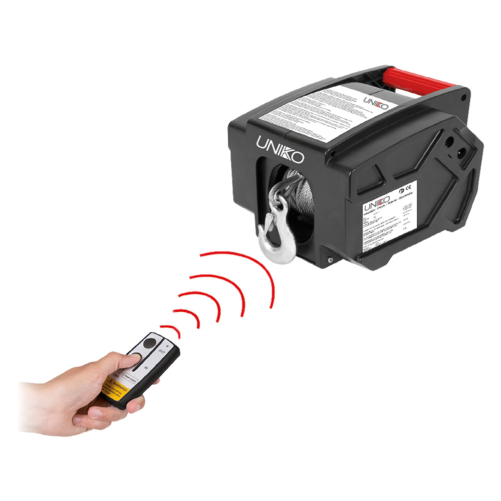 Verricello elettrico 12 V 907 kg con comando a distanza e cavo in acciaio da 9,14 m